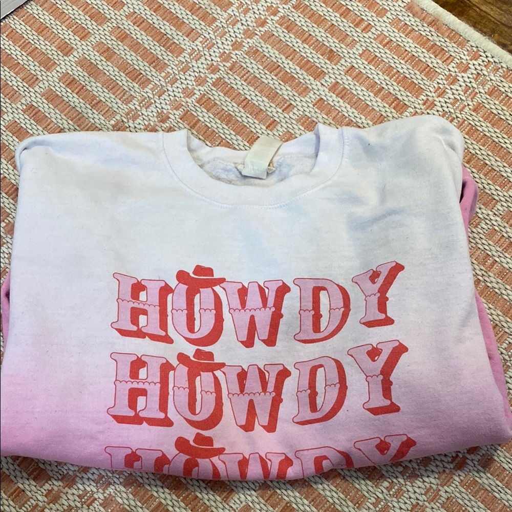 Altar'd State Pink Crew Neck Sweater with Retro Howdy Design
